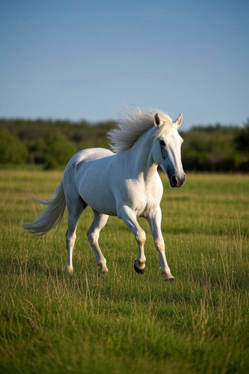 草原上奔跑的白马