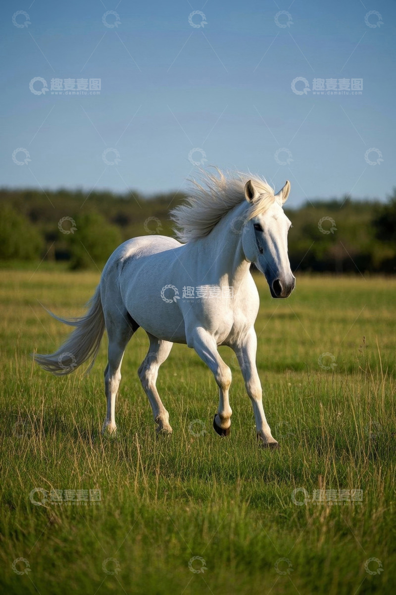 高清大图下载【趣麦麦图】草原上奔跑的白马