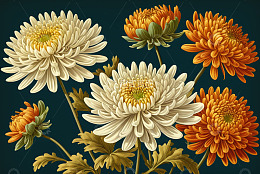 多色菊花插画
