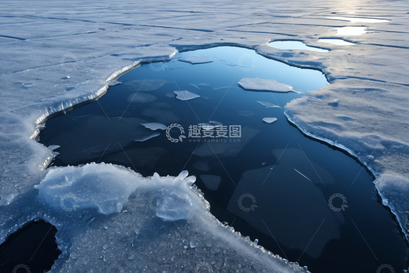 高清大图下载【趣麦麦图】冰面融水自然景象