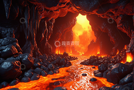 火山熔岩洞穴内部景象