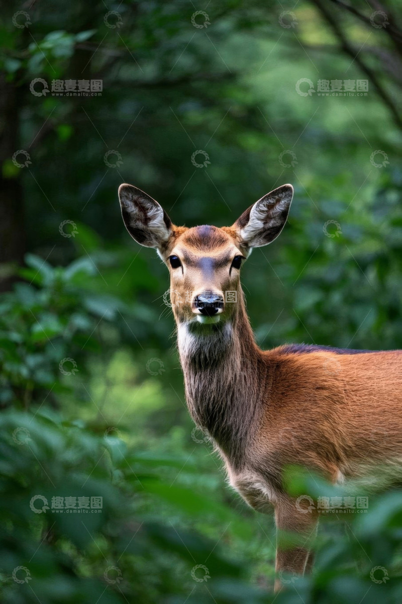 高清大图下载【趣麦麦图】森林中站立的鹿