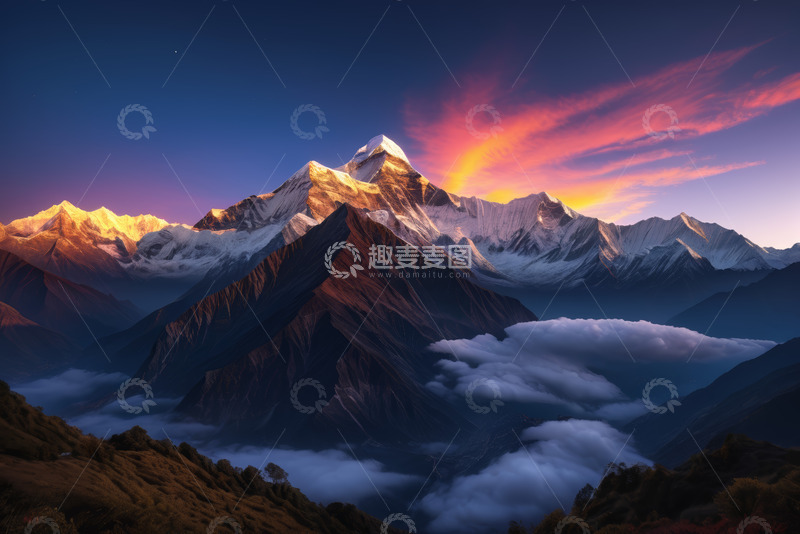 高清大图下载【趣麦麦图】雪山云海日出自然景观