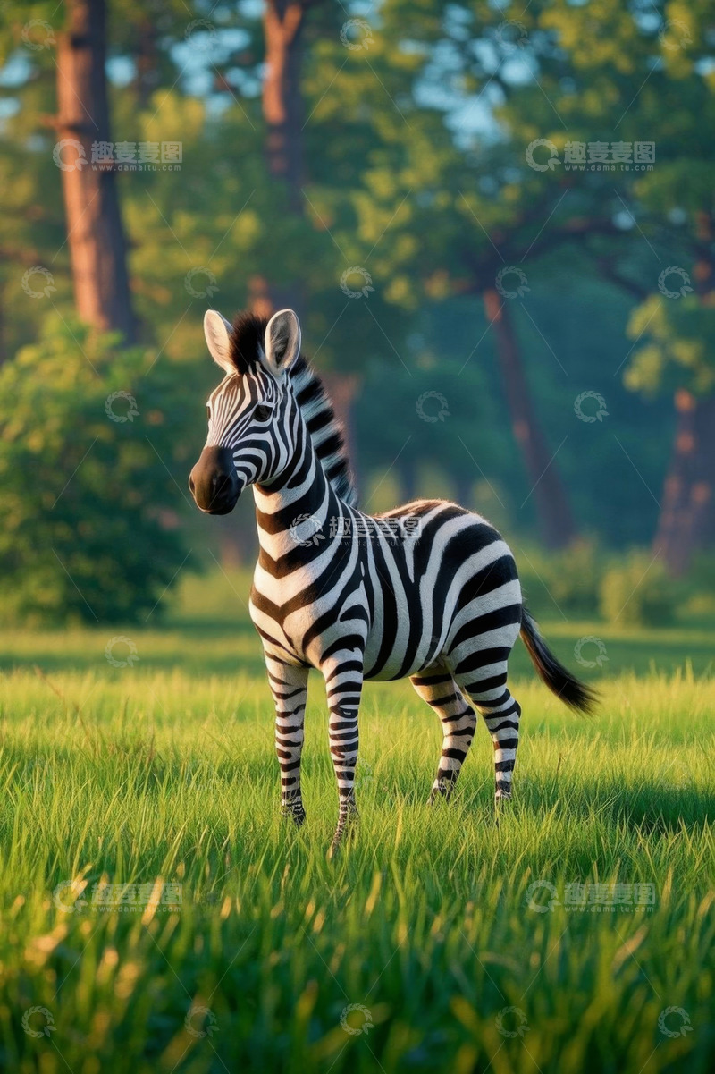 高清大图下载【趣麦麦图】草地上站立的斑马