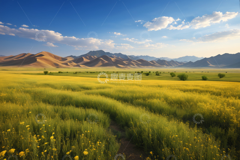 高清大图下载【趣麦麦图】田野沙漠远山自然风光