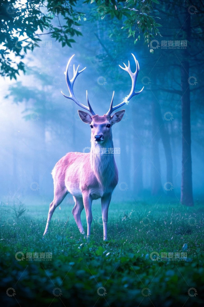 高清大图下载【趣麦麦图】森林中站立的鹿