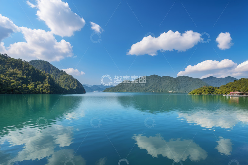 高清大图下载【趣麦麦图】青山绿水蓝天白云湖景