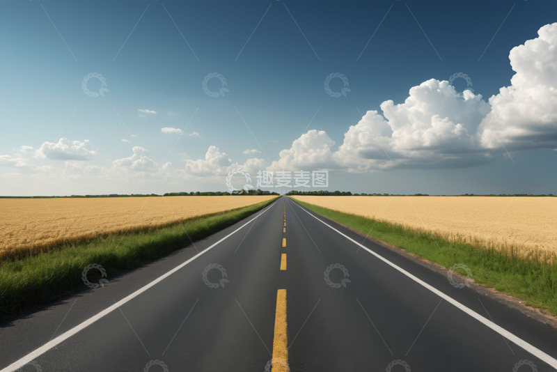 高清大图下载【趣麦麦图】田野间延伸的沥青公路