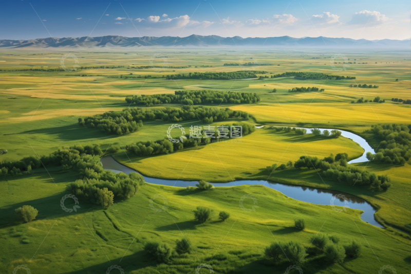 高清大图下载【趣麦麦图】广袤草原河流自然风光