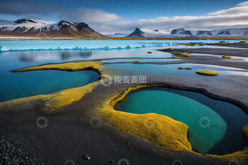 高清大图下载【趣麦麦图】冰岛自然风光湖泊与远山景观