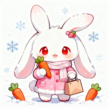 卡通冬日兔子插画