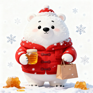 卡通白熊节日装扮插画
