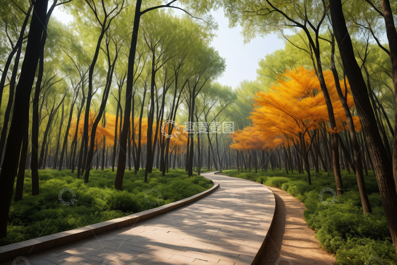 高清大图下载【趣麦麦图】林间蜿蜒小路自然风光