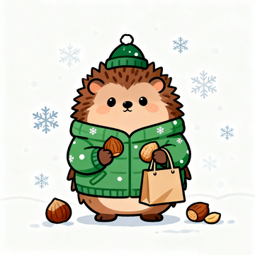 冬日刺猬卡通插画