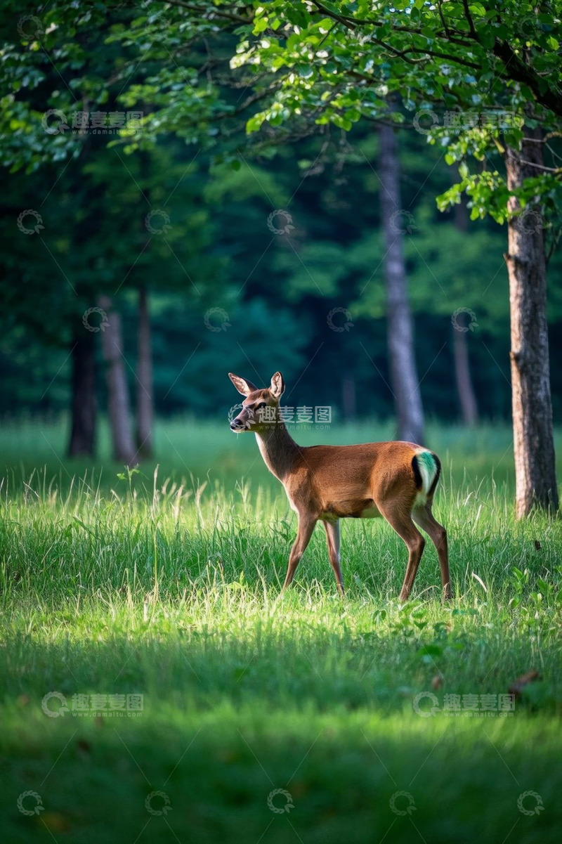 高清大图下载【趣麦麦图】森林中站立的鹿