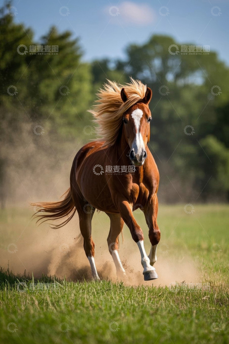 高清大图下载【趣麦麦图】草原上奔跑的骏马