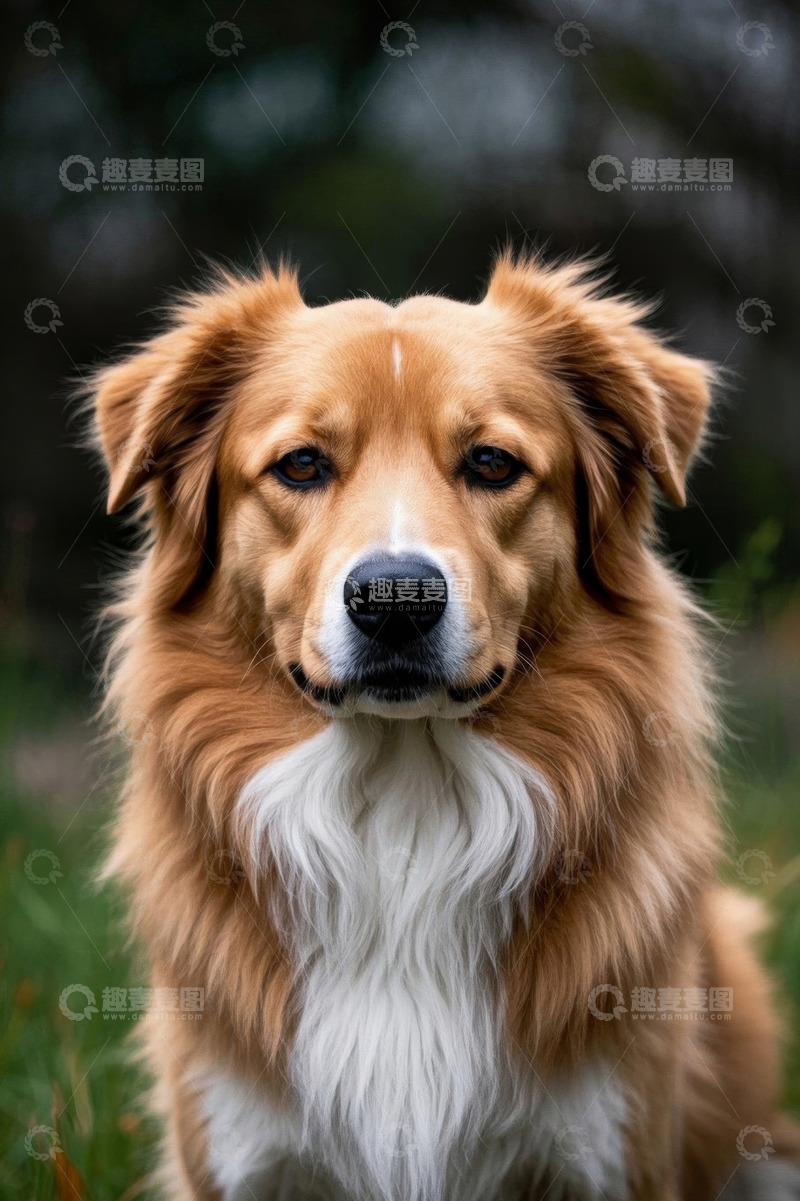 高清大图下载【趣麦麦图】棕色长毛犬户外特写