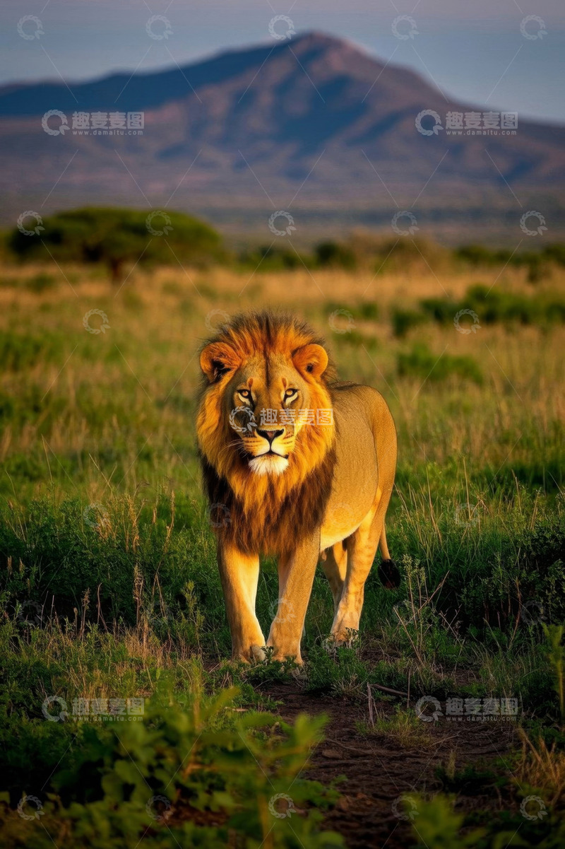 高清大图下载【趣麦麦图】草原上的雄狮特写