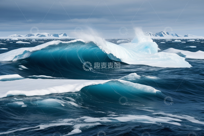高清大图下载【趣麦麦图】海洋上漂浮的冰山景观