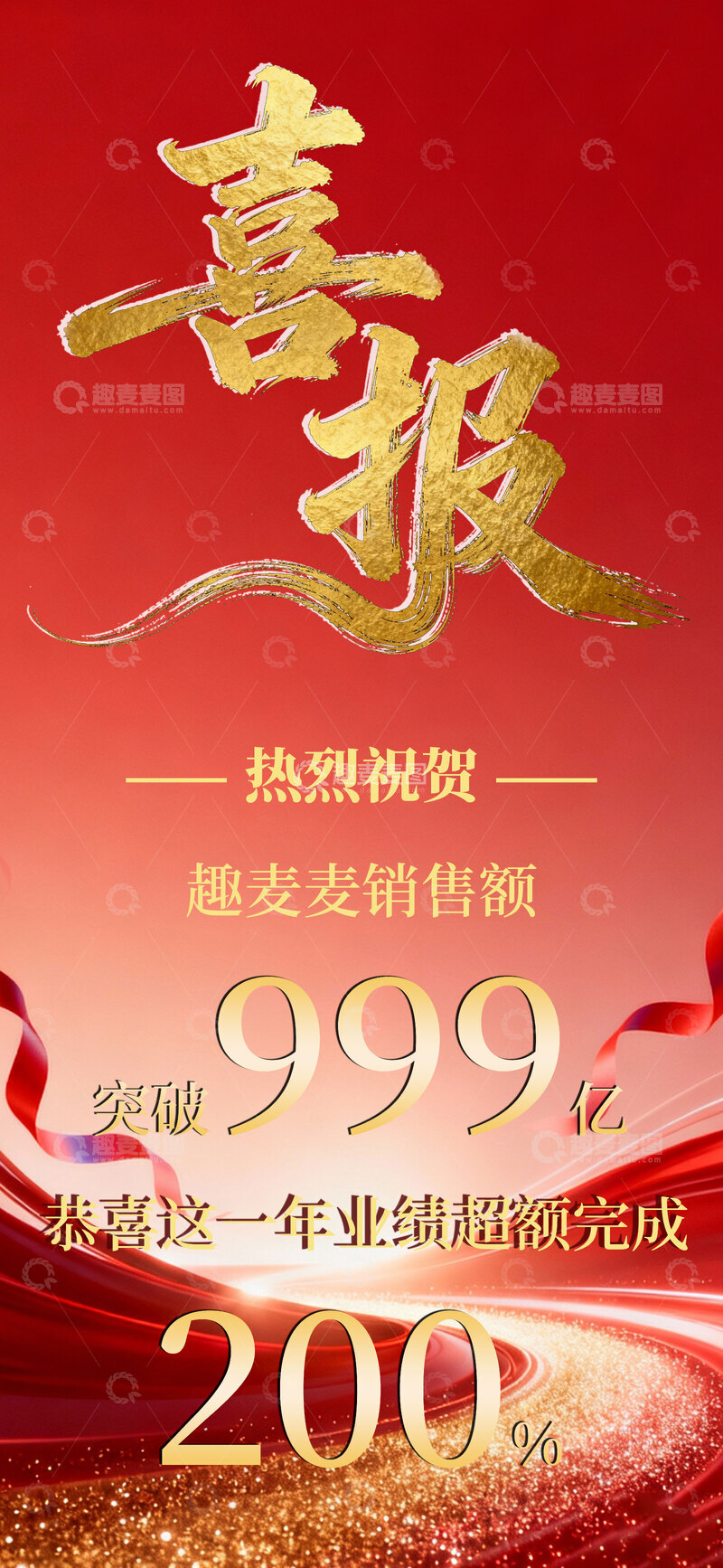 源文件下载【趣麦麦图】-喜报销售额突破999亿业绩翻倍