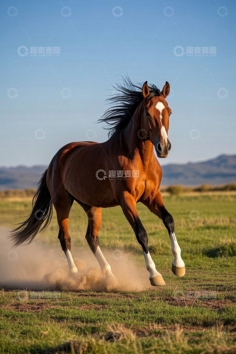 高清大图下载【趣麦麦图】草原上奔跑的骏马