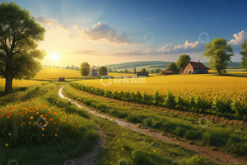 高清大图下载【趣麦麦图】田园风光中的乡村田野景色