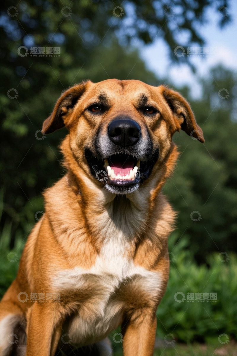 高清大图下载【趣麦麦图】户外坐着的宠物狗