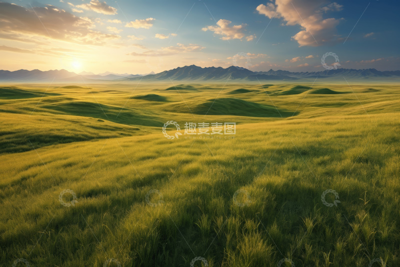 高清大图下载【趣麦麦图】草原日落自然风光