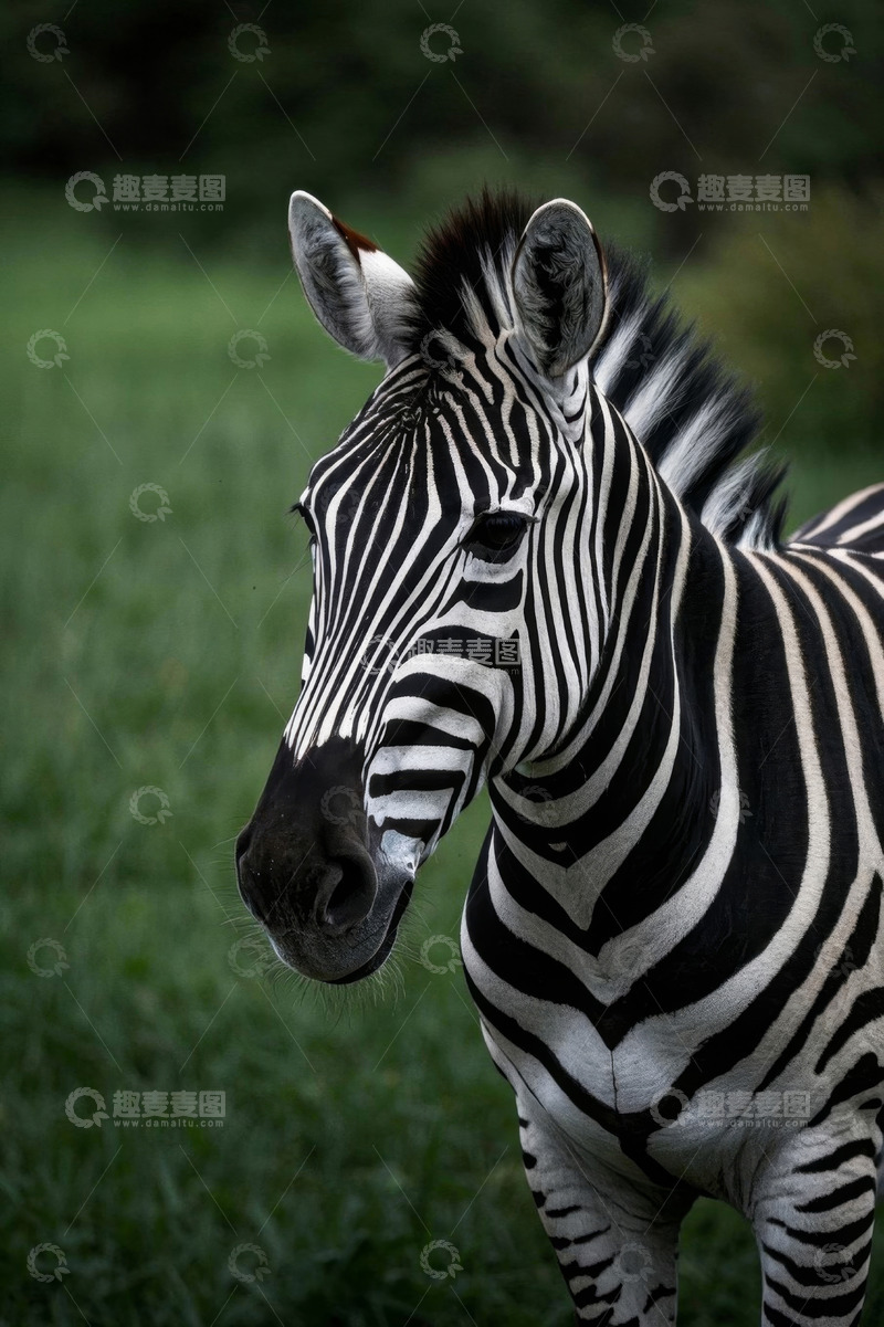 高清大图下载【趣麦麦图】草原上的斑马特写