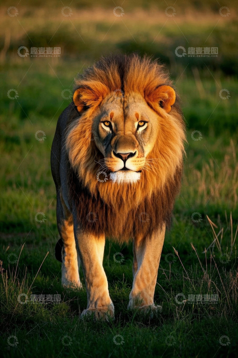 高清大图下载【趣麦麦图】草原上行走的雄狮