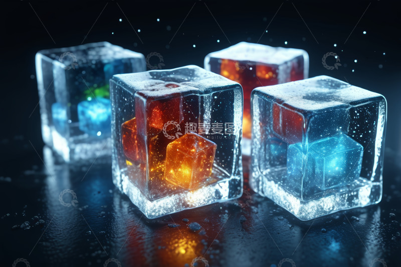 高清大图下载【趣麦麦图】多彩发光冰块特写
