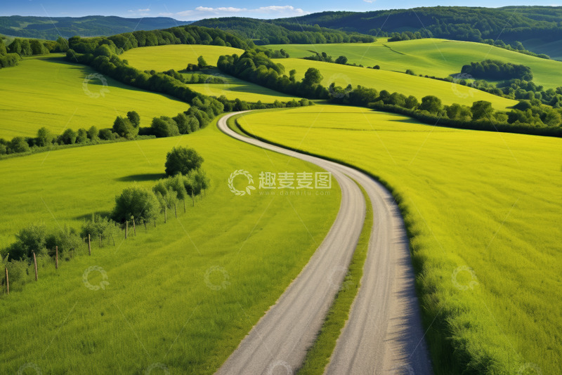 高清大图下载【趣麦麦图】田野间蜿蜒的乡间小路