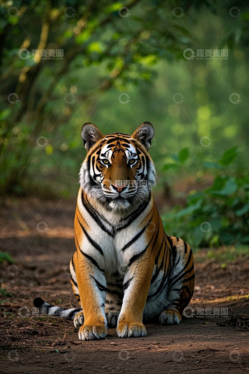 高清大图下载【趣麦麦图】森林中静坐的老虎