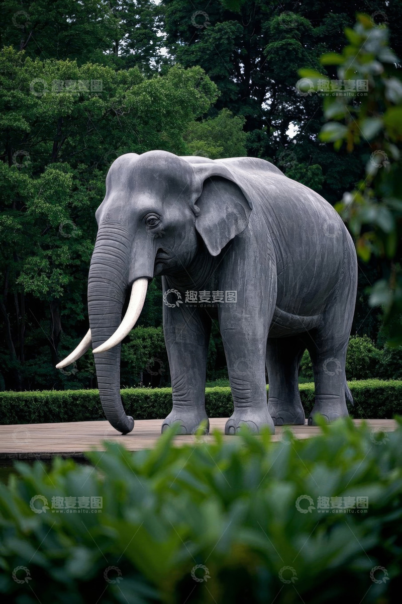 高清大图下载【趣麦麦图】户外大象雕塑近景