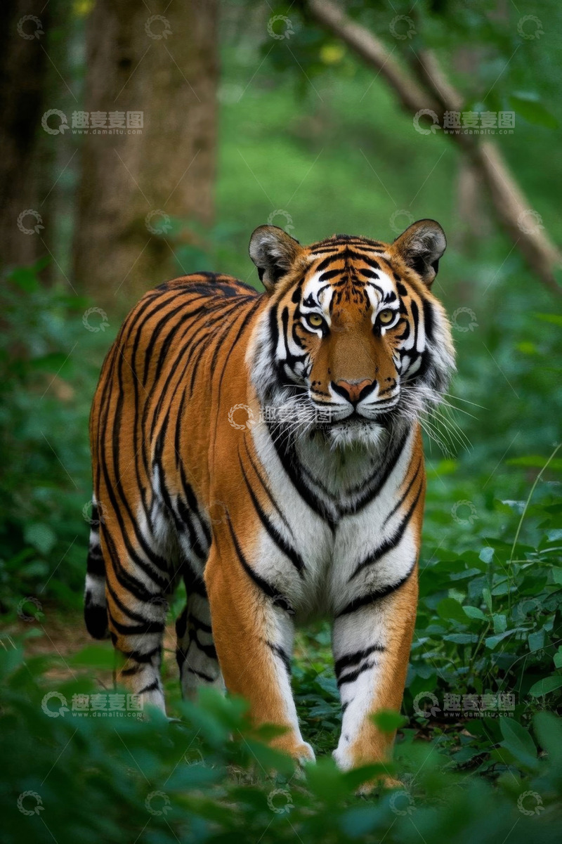 高清大图下载【趣麦麦图】森林中的老虎特写