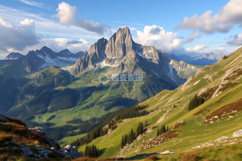 高清大图下载【趣麦麦图】阿尔卑斯山自然风光全景