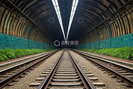 铁路隧道内铁轨全景