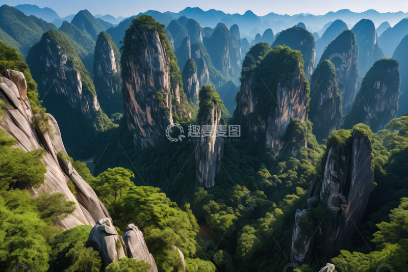 高清大图下载【趣麦麦图】连绵山峦与葱郁植被自然景观