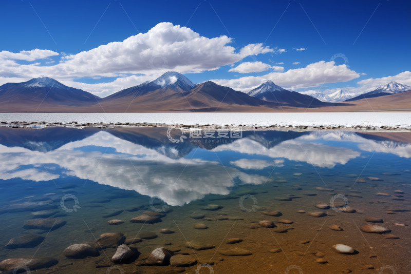 高清大图下载【趣麦麦图】雪山湖泊自然风光全景