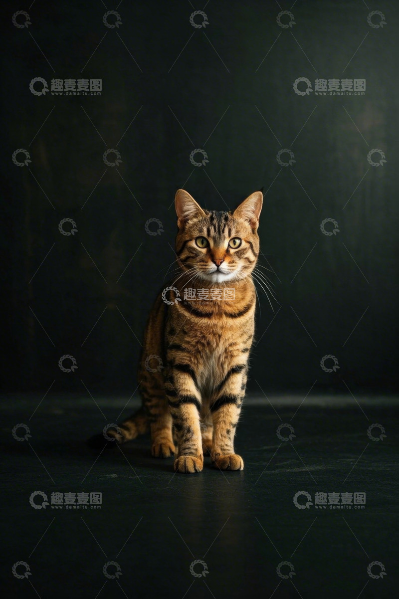 高清大图下载【趣麦麦图】虎斑猫正坐特写