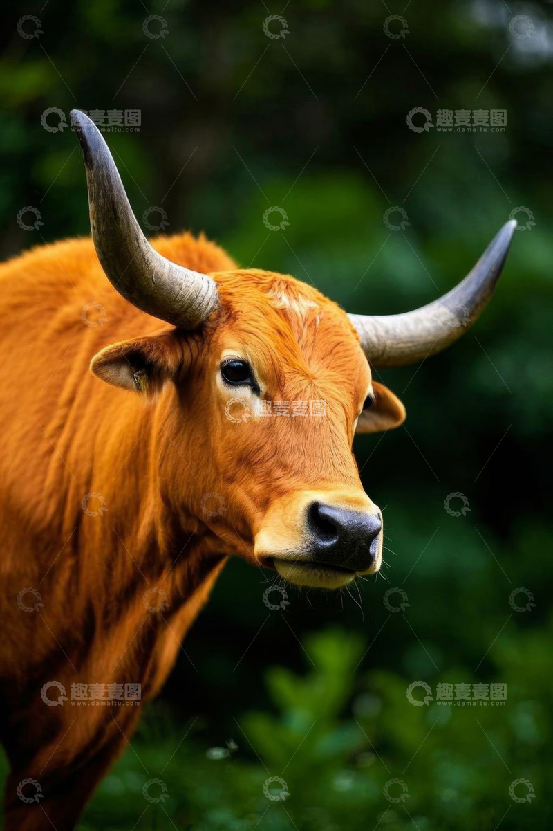 高清大图下载【趣麦麦图】长角黄牛特写