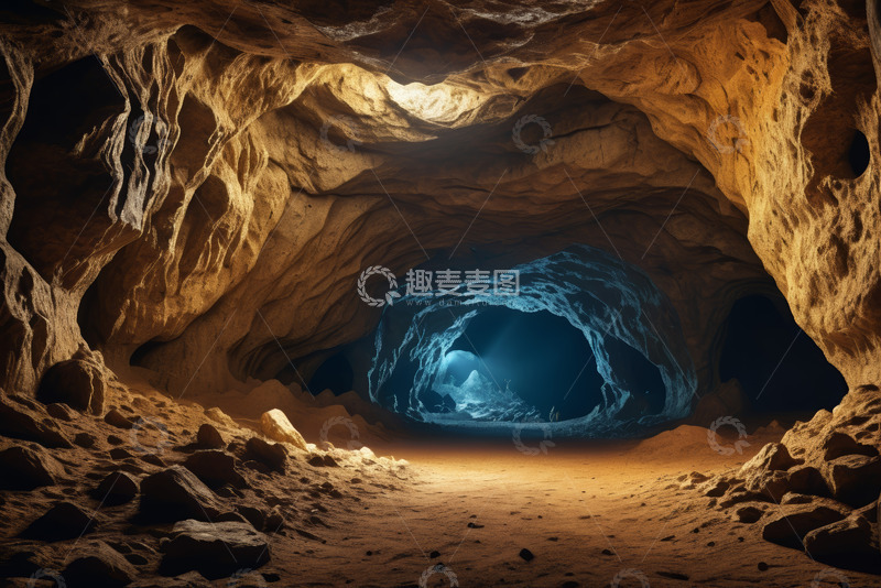 高清大图下载【趣麦麦图】自然洞穴内部光影景观
