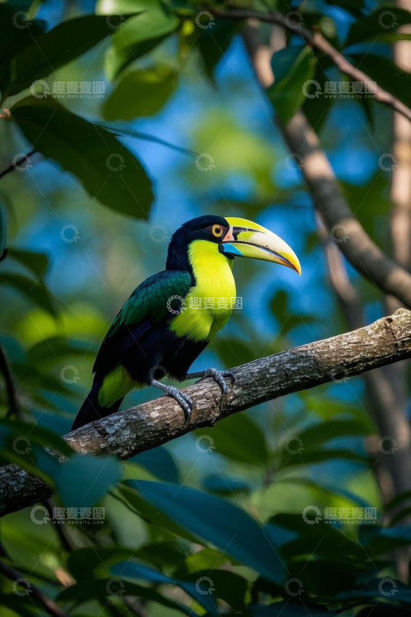 高清大图下载【趣麦麦图】枝头栖息的巨嘴鸟