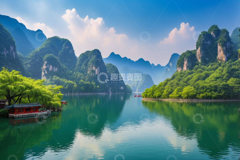 高清大图下载【趣麦麦图】山水相依的自然风景