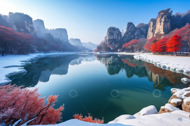 高清大图下载【趣麦麦图】冬日山水湖泊风景