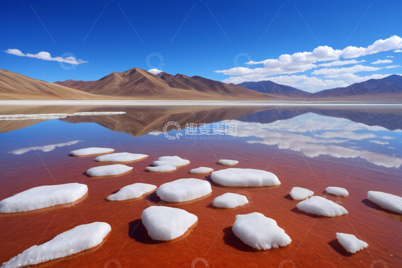 高清大图下载【趣麦麦图】沙漠边盐湖自然风光
