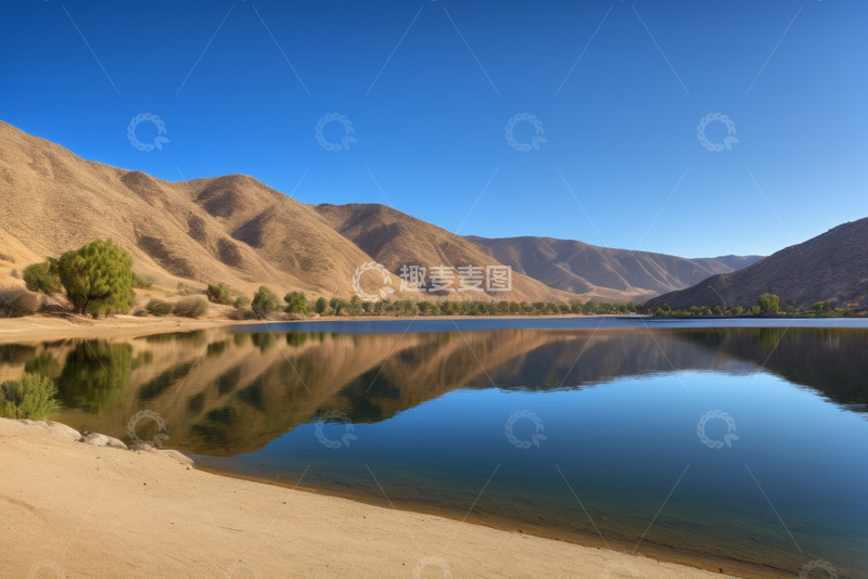 高清大图下载【趣麦麦图】湖边山丘自然风光