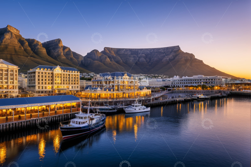 高清大图下载【趣麦麦图】开普敦海滨城市与山景
