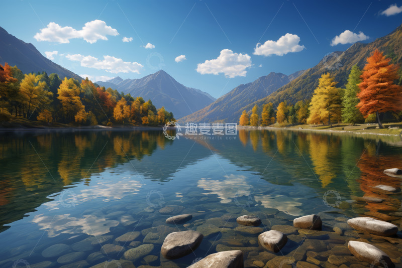 高清大图下载【趣麦麦图】秋日山水湖泊自然风光