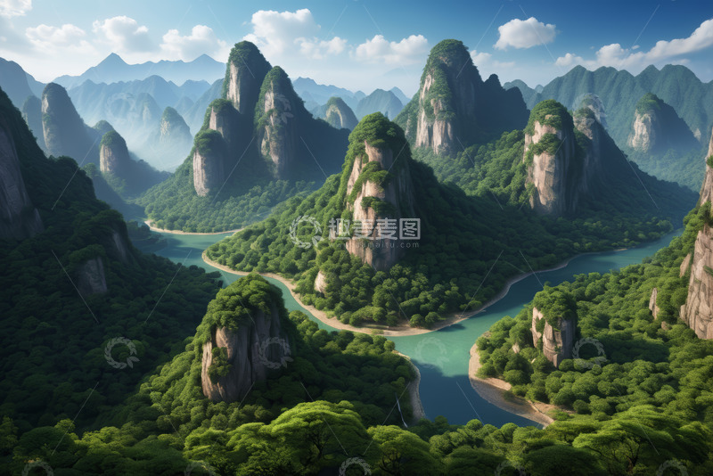 高清大图下载【趣麦麦图】广西漓江山水全景风光